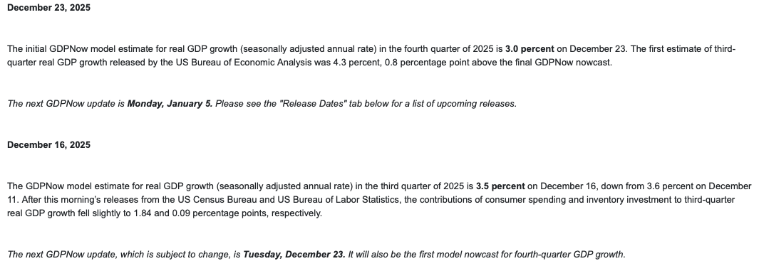 Atlanta GDP into Q4 pullback